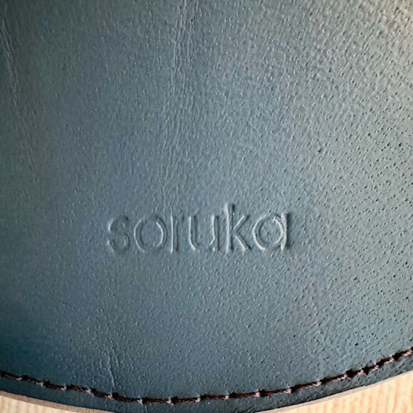 Soruka Pink, Teal, Maroon & Gray Crossbody Purse w/ Dusting Bag. NWOT - Picture 4 of 12